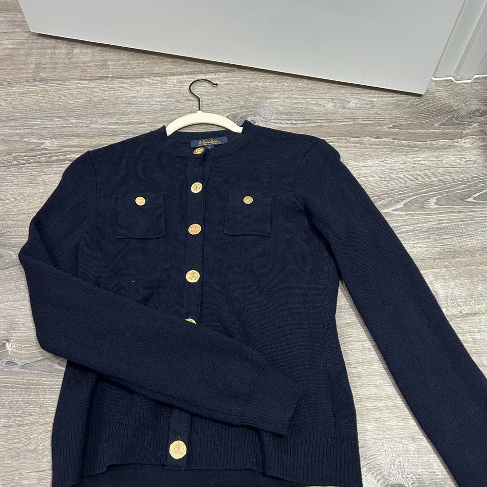 Navy Cardigan with Gold Buttons